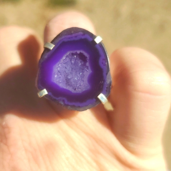 New Solar Quartz Agate Druzy 925 Silver Ring. - Picture 3 of 14